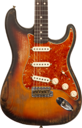 Solid body elektrische gitaar Fender Custom Shop Stratocaster Sandblasted Masterbuilt Paul Waller - Heavy relic 3-color sunburst