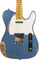 Televorm elektrische gitaar Fender Custom Shop 1958 Telecaster #CZ550155 - Heavy relic lake placid blue