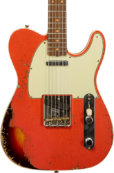 Televorm elektrische gitaar Fender Custom Shop 1960 Telecaster Custom #CZ580600 - Heavy relic tahitian coral o. 3-color sunburst