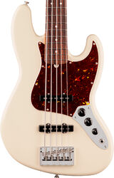 Solid body elektrische bas Fender American Professional Jazz Bass V (USA, RW, 5-String) - olympic white