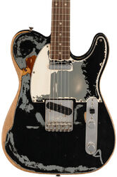 Televorm elektrische gitaar Fender Joe Strummer Telecaster (MEX, RW) - Road worn black over 3-color sunburst