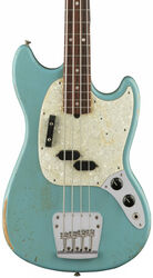 Short scale elektrische bas Fender Justin Meldal-Johnsen JMJ Road Worn Mustang Bass (MEX, RW) - Faded daphne blue