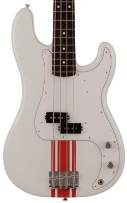 Solid body elektrische bas Fender Made in Japan Traditional 60s Precision Bass - Olympic white w/ red competition stripe