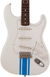 Made in Japan Traditional 60s Stratocaster - Olympic White w/ Blue Competition Stripe