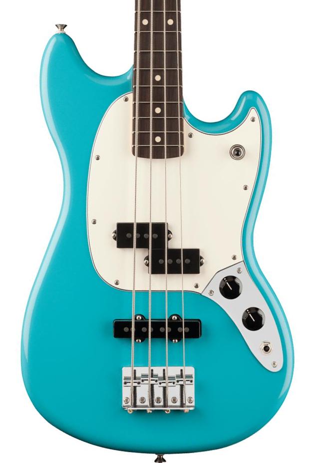 Solid body elektrische bas Fender Player II Mustang Bass PJ (MEX, RW) - Aquatone blue