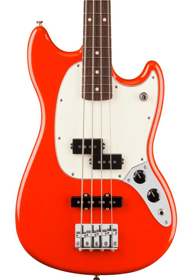 Solid body elektrische bas Fender Player II Mustang Bass PJ (MEX, RW) - Coral red