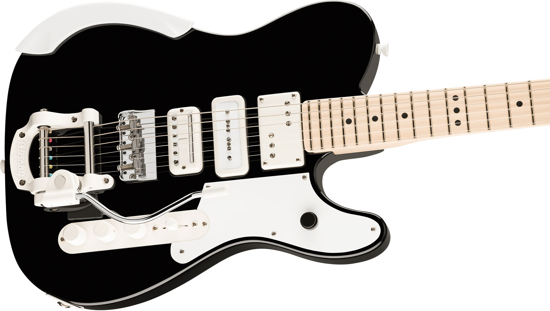 Fender Jack White Tele Triplecaster Usa Signature Hsh Trem Mn - Black - Kenmerkende elektrische gitaar - Variation 2