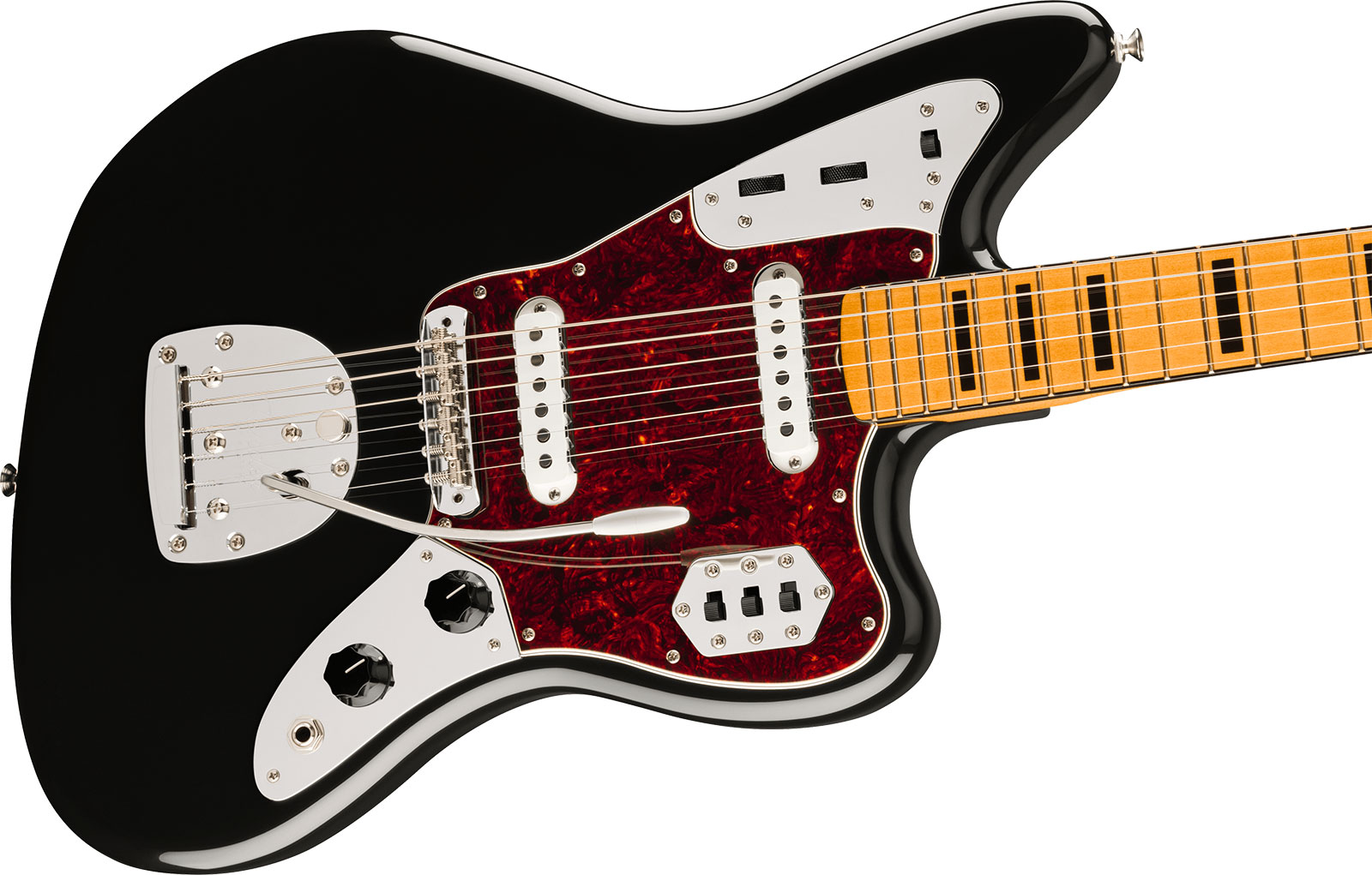 Fender Jaguar 70s Vintera 2 Mex 2s Trem Mn - Black - Retro-rock elektrische gitaar - Variation 2