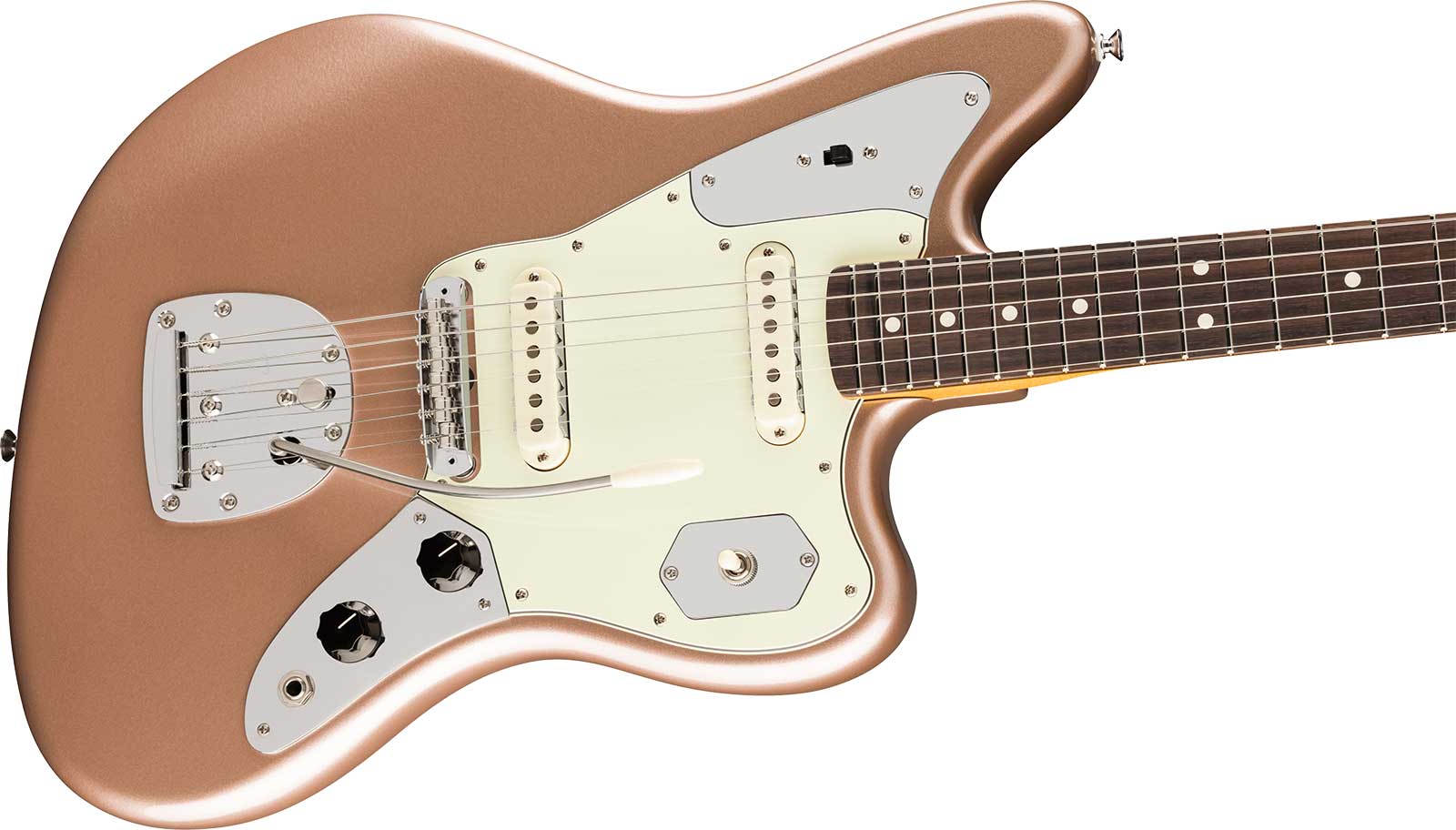 Fender Jaguar Classic American Pro Usa Shsc 2s Trem Rw - Faded Firemist Gold - Retro-rock elektrische gitaar - Variation 2