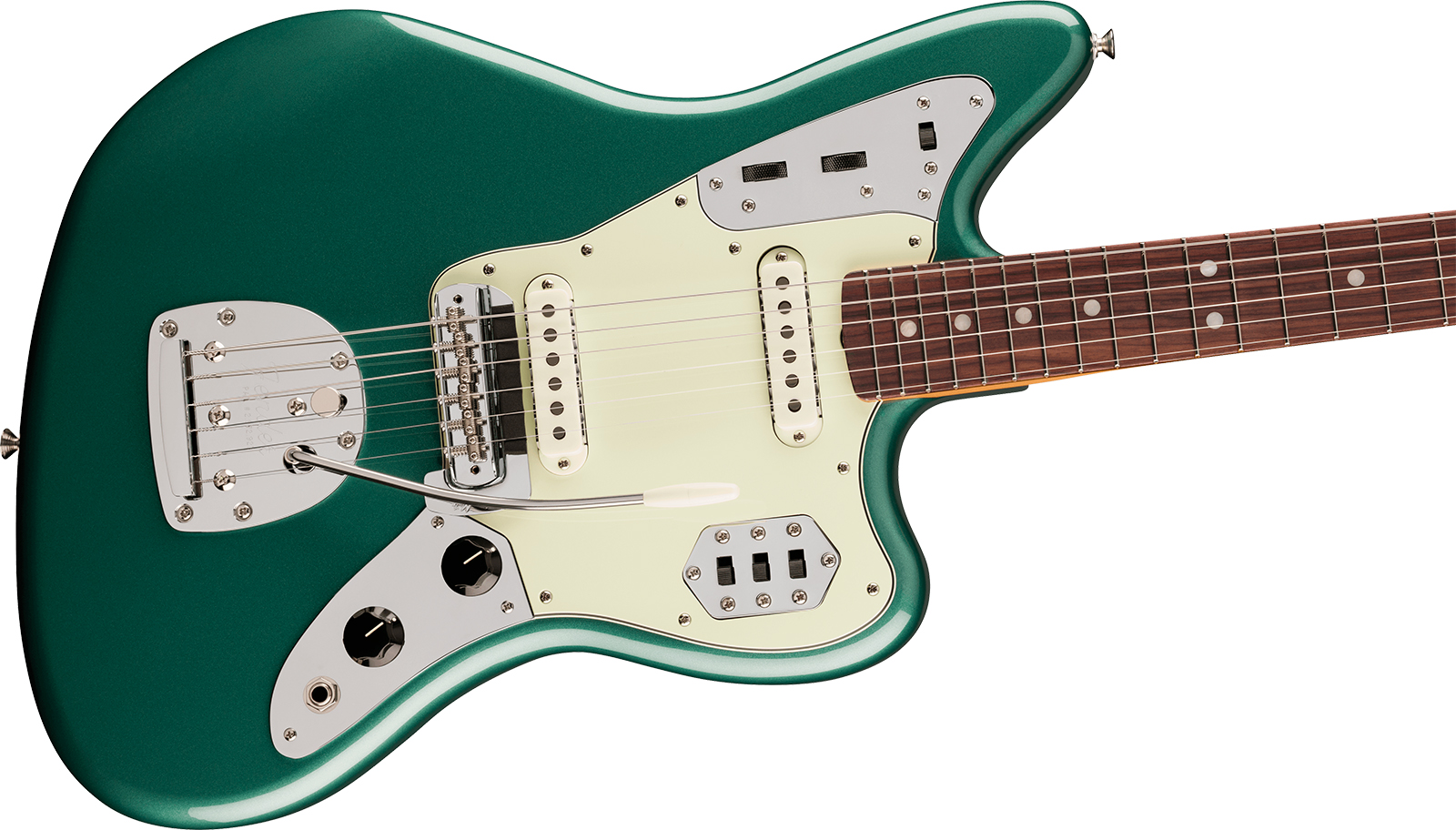 Fender Jaguar Mid 60s Vintera 3 Shsc Mex 2s Trem Rw - Sherwood Green Metallic - Retro-rock elektrische gitaar - Variation 2