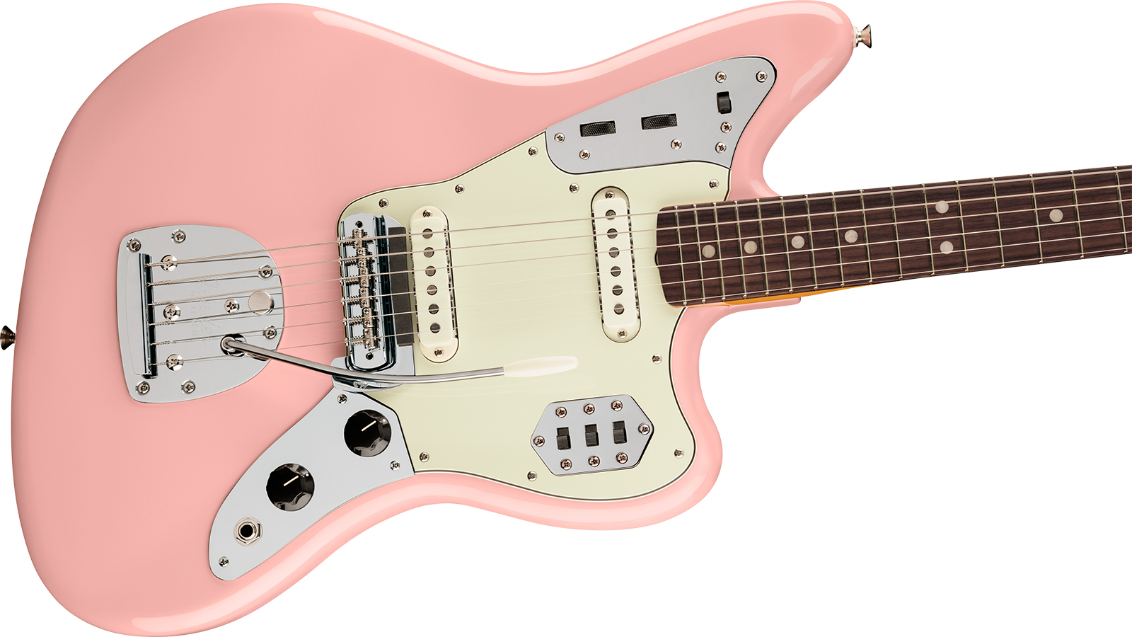 Fender Jaguar Mid 60s Vintera 3 Shsc Mex 2s Trem Rw - Shell Pink - Retro-rock elektrische gitaar - Variation 2