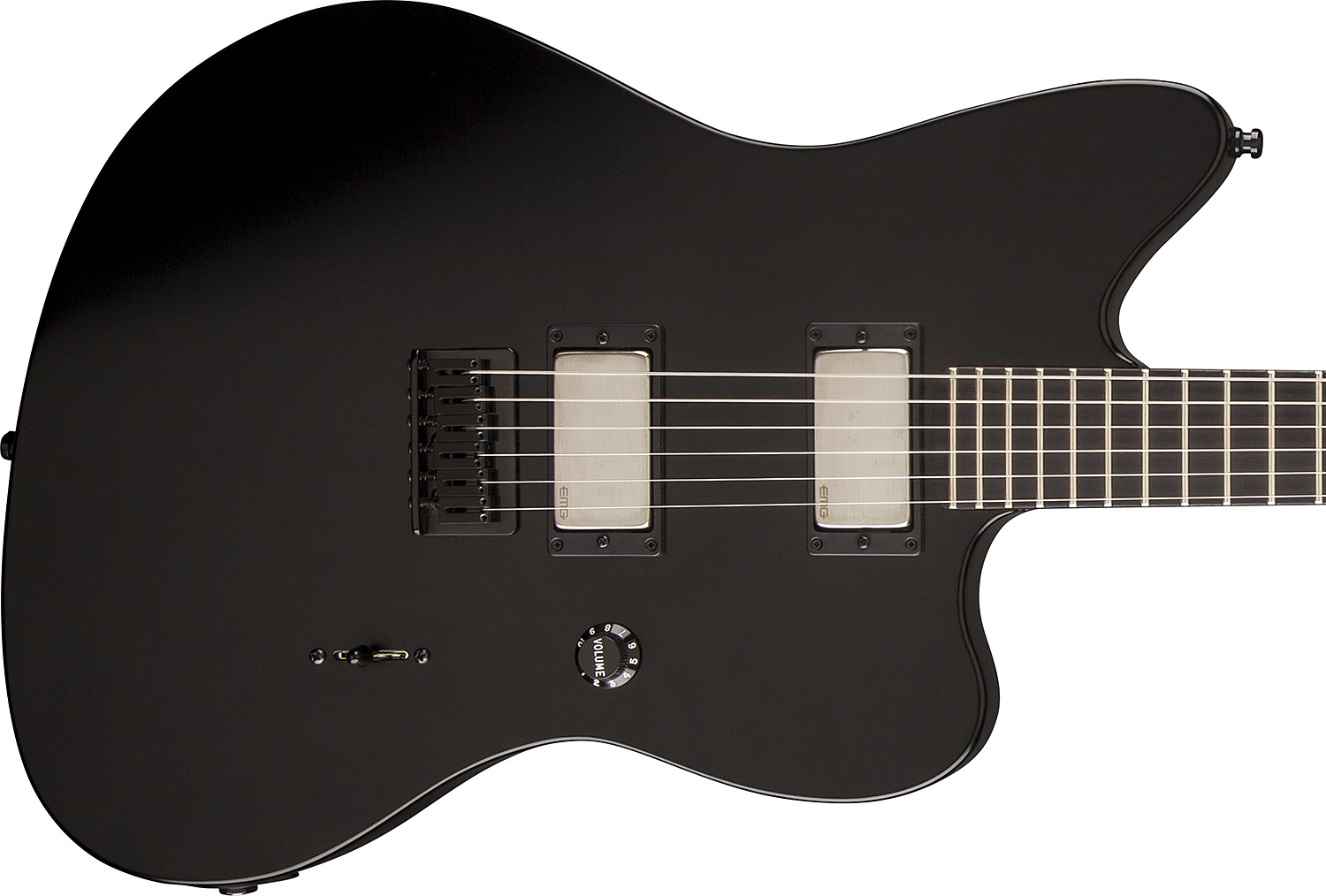Fender Jim Root Jazzmaster Usa 2h Emg Ht Eb - Flat Black - Retro-rock elektrische gitaar - Variation 2