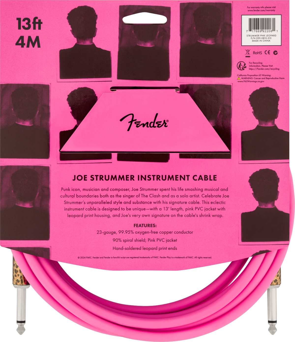 Fender Joe Strummer Cable Instrument Droit/droit 13-ft / 4m Pink Leopard - Kabel - Variation 1