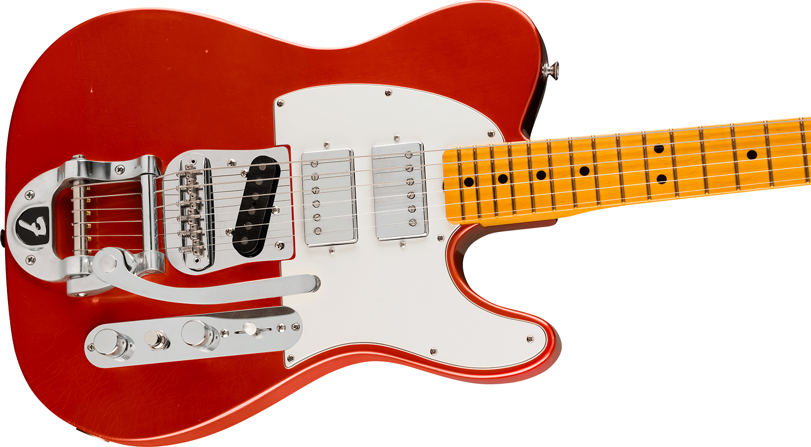 Fender Mike Campbell Tele Red Dog Stories Usa Signature Shh Trem Mn - Red Dog Red - Televorm elektrische gitaar - Variation 2