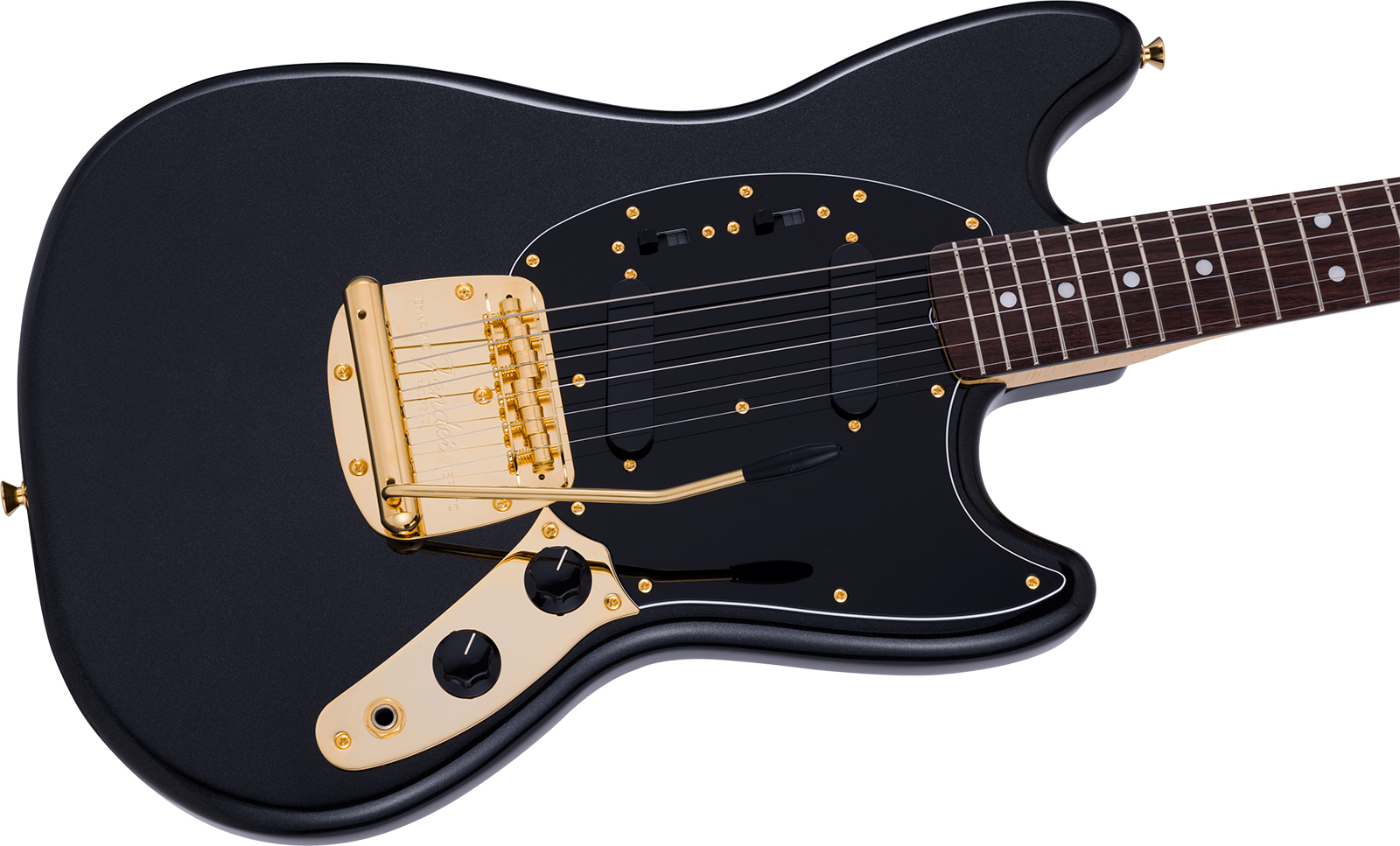 Fender Mustang 60s Traditional Mij Ltd Jap Shsc 2s Trem Rw - Black Pearl - Retro-rock elektrische gitaar - Variation 2