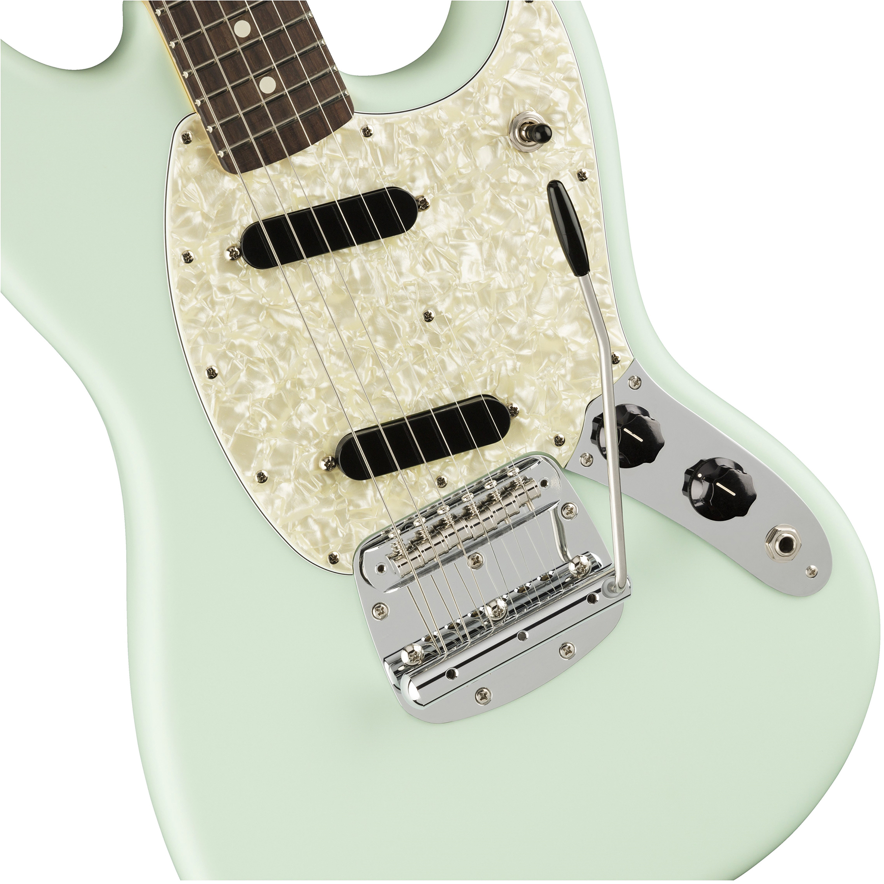 Fender Mustang American Performer Usa Ss Rw - Satin Sonic Blue - Guitarra eléctrica de doble corte. - Variation 2