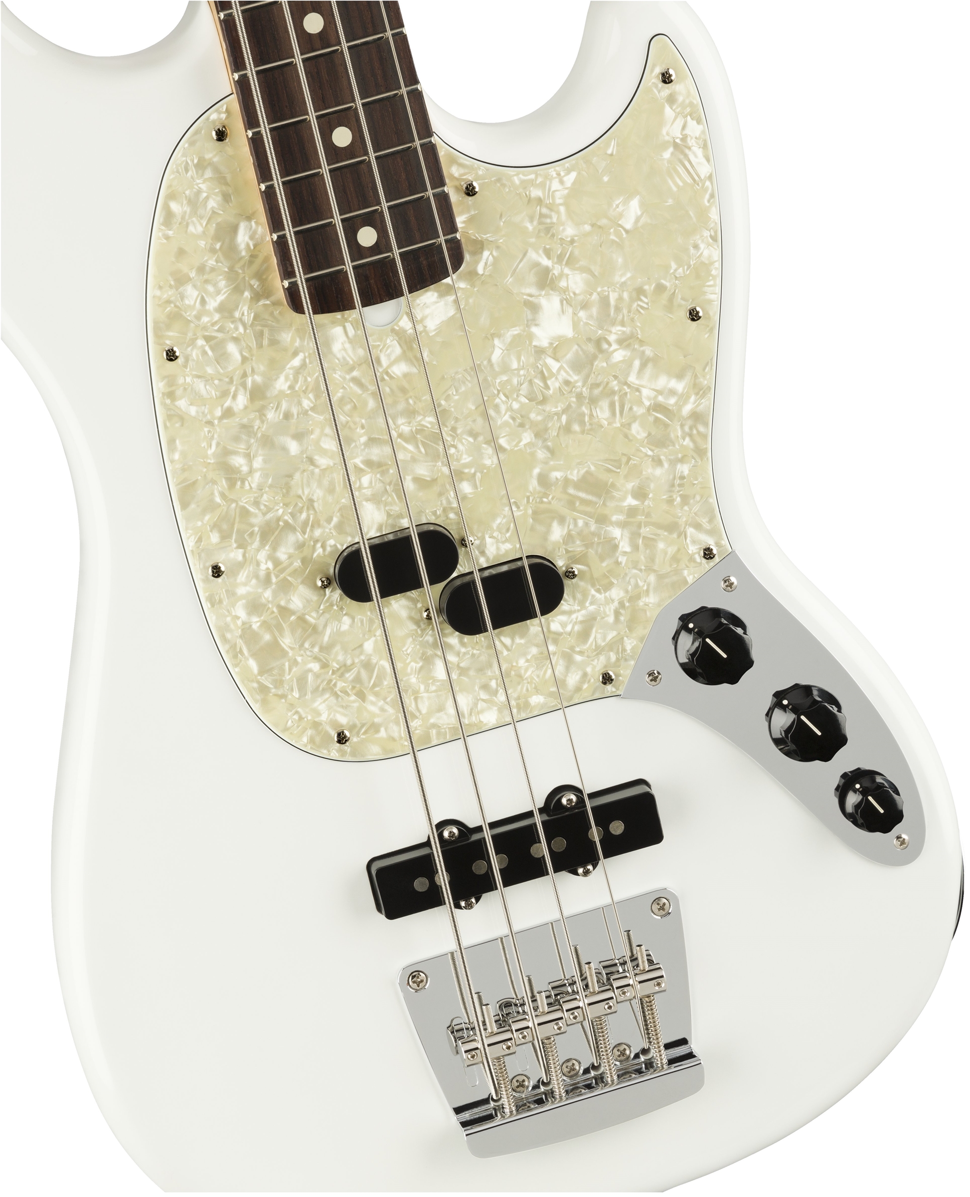 Fender Mustang Bass American Performer Usa Rw - Arctic White - Short scale elektrische bas - Variation 1