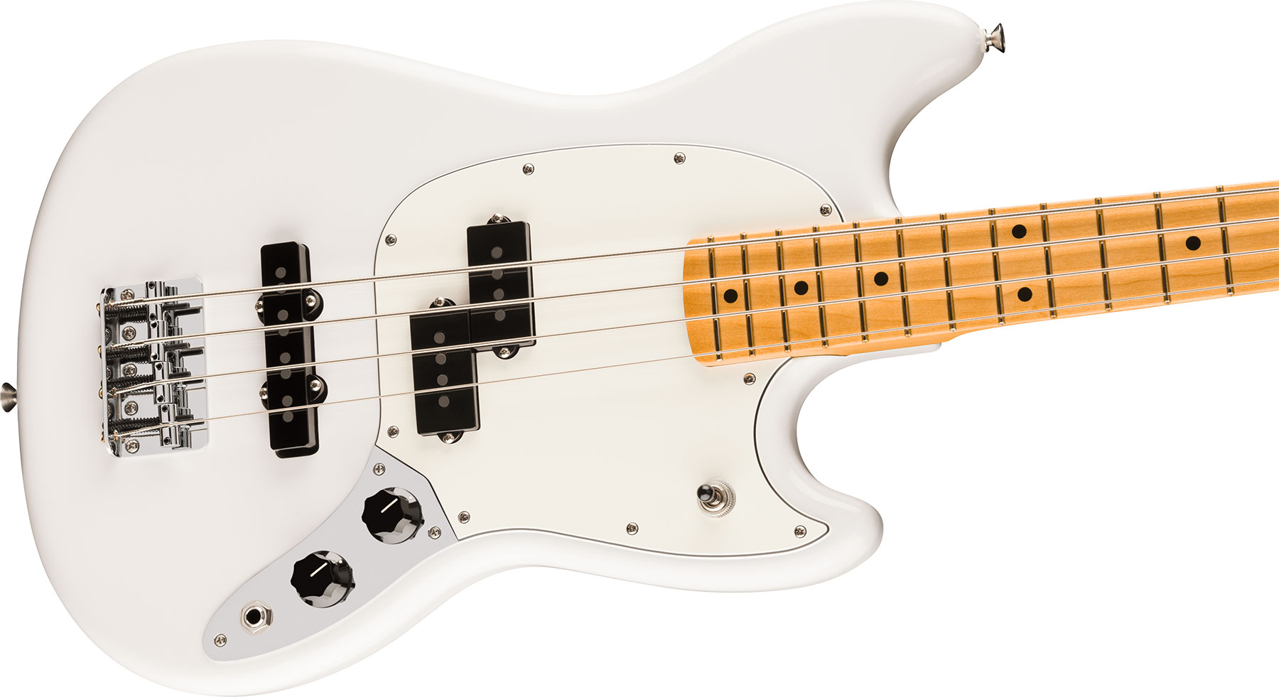 Fender Mustang Bass Pj Player Ii Mex Mn - Polar White - Solid body elektrische bas - Variation 2