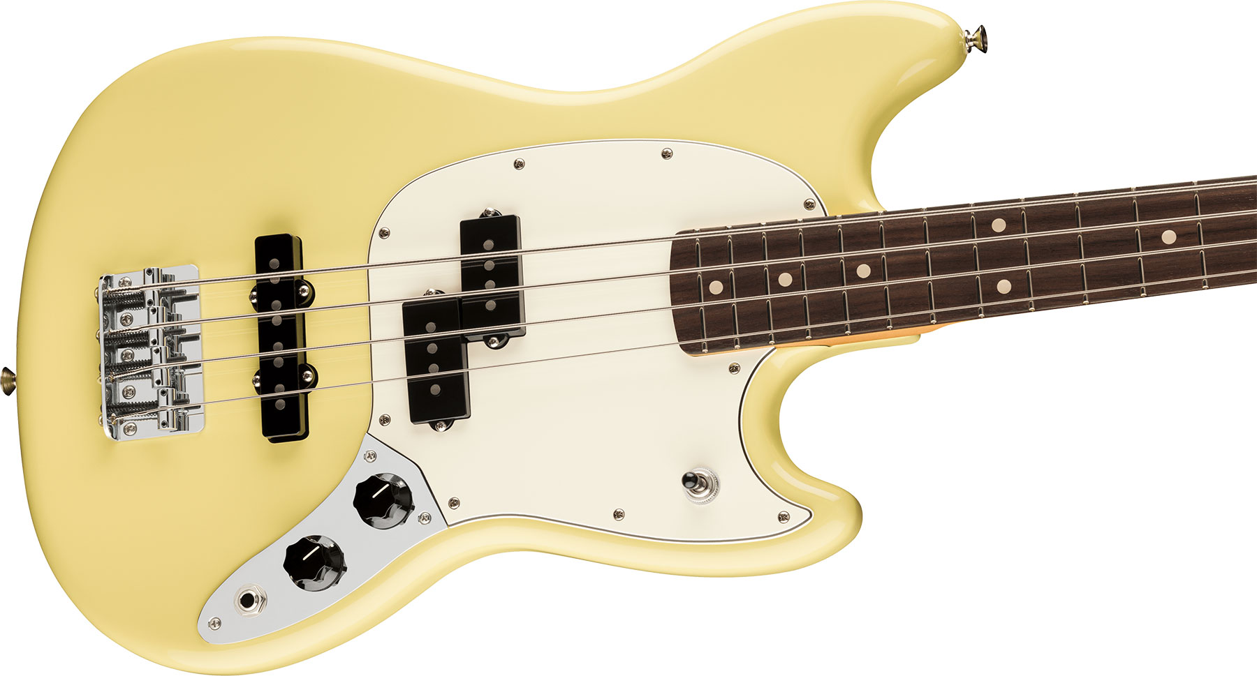 Fender Mustang Bass Pj Player Ii Mex Ss Rw - Hialeah Yellow - Solid body elektrische bas - Variation 2