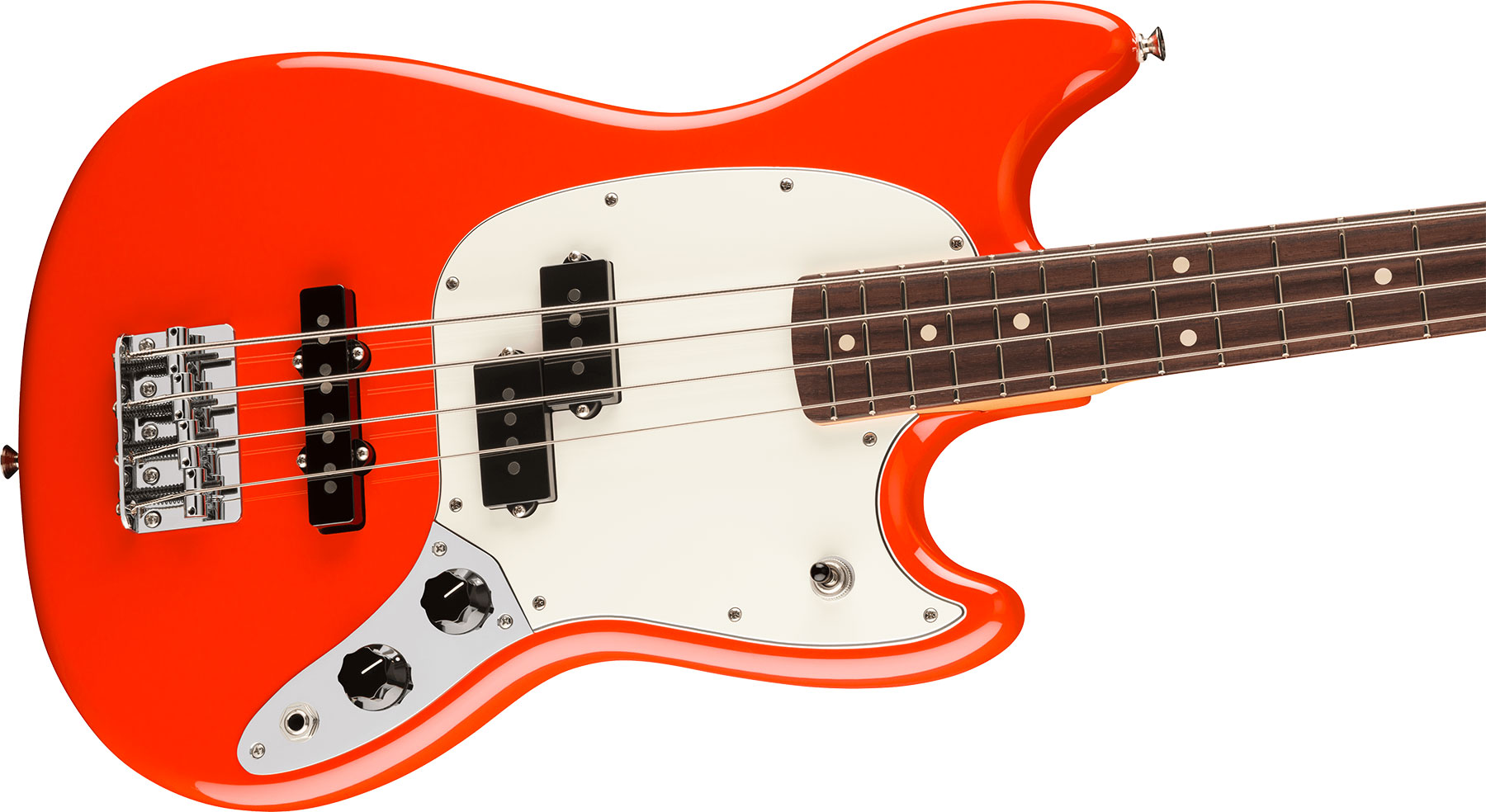 Fender Mustang Bass Pj Player Ii Mex Ss Rw - Coral Red - Solid body elektrische bas - Variation 2