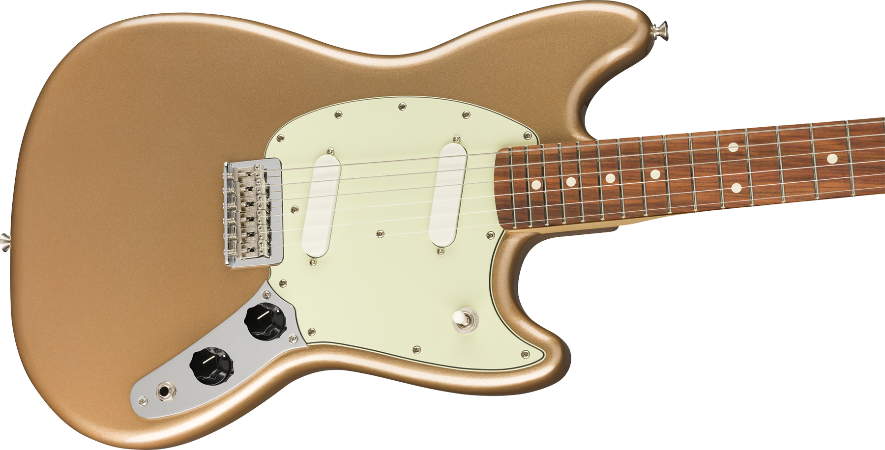 Fender Mustang Player Mex Ht Ss Pf - Firemist Gold - Retro-rock elektrische gitaar - Variation 2