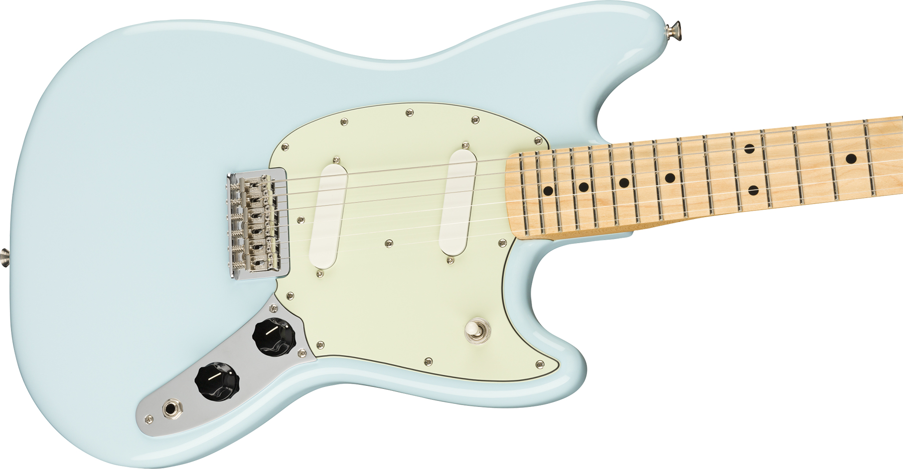 Fender Mustang Player Mex Ht Ss Mn - Surf Blue - Retro-rock elektrische gitaar - Variation 2