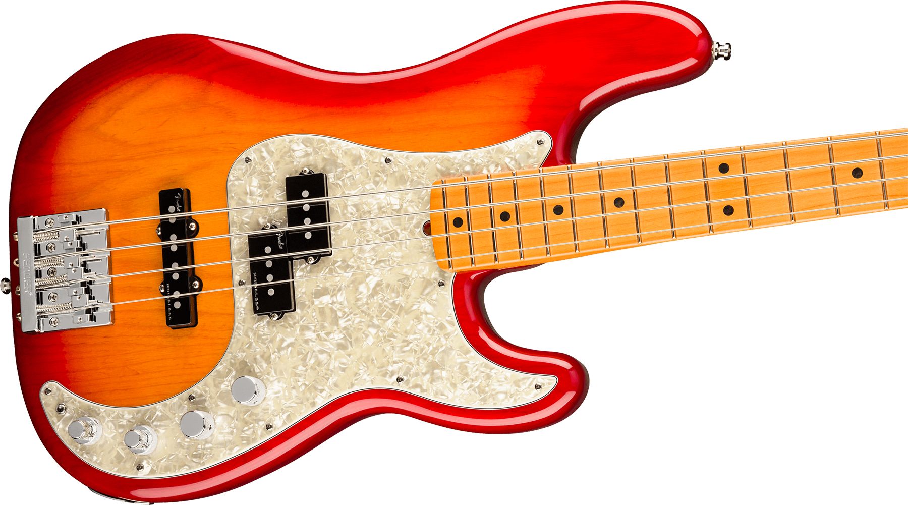 Fender Precision Bass American Ultra 2019 Usa Mn - Plasma Red Burst - Solid body elektrische bas - Variation 2