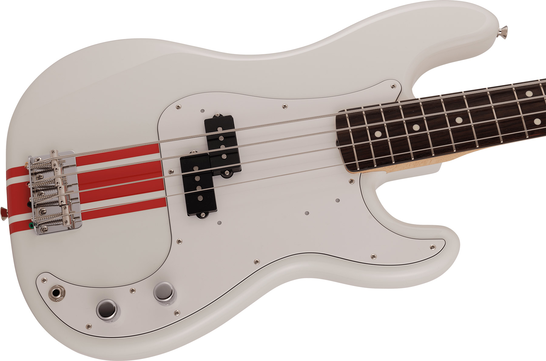 Fender Precision Bass Traditional 60s Mij Jap Rw - Olympic White W/ Red Competition Stripe - Solid body elektrische bas - Variation 2