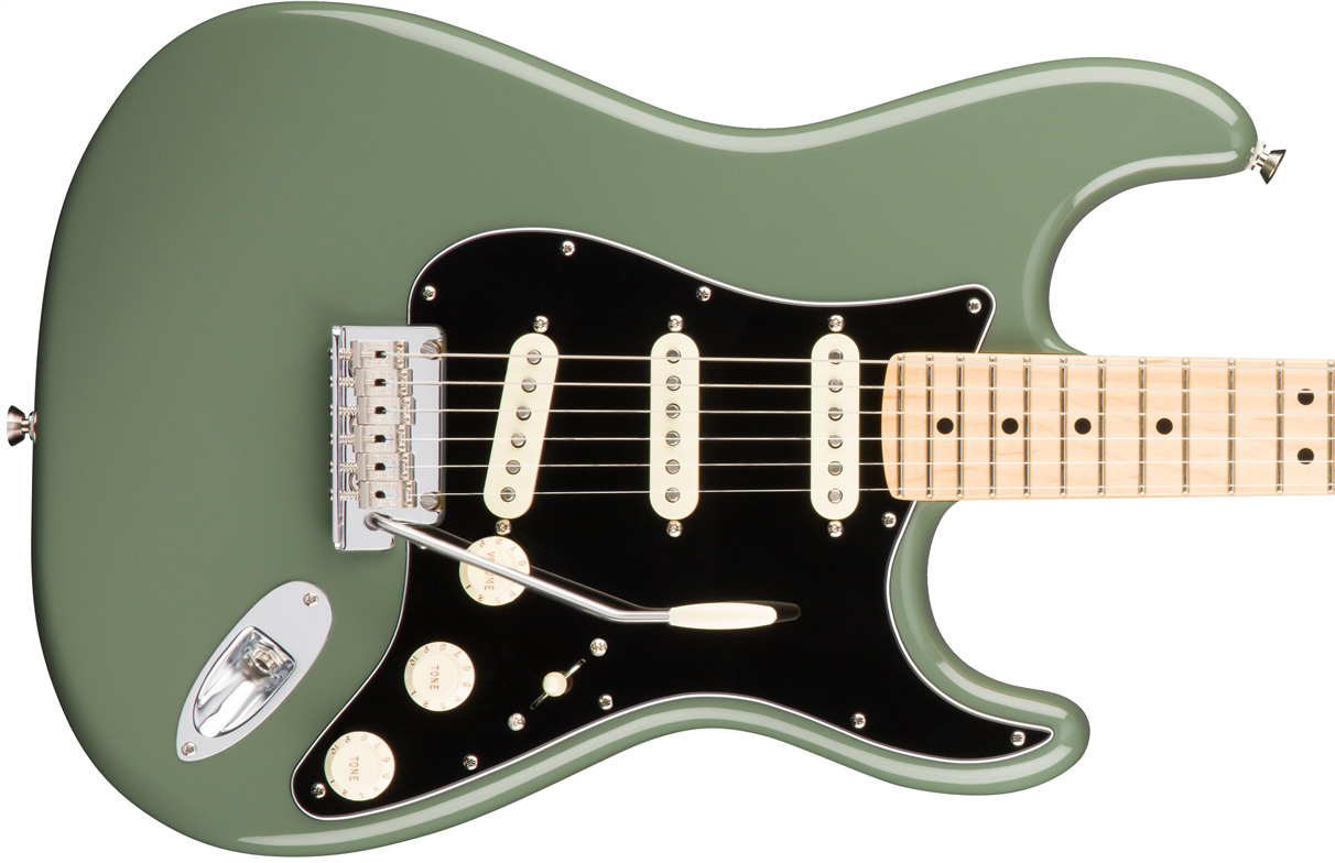 Fender Strat American Professional 2017 3s Usa Mn - Antique Olive - Elektrische gitaar in Str-vorm - Variation 1