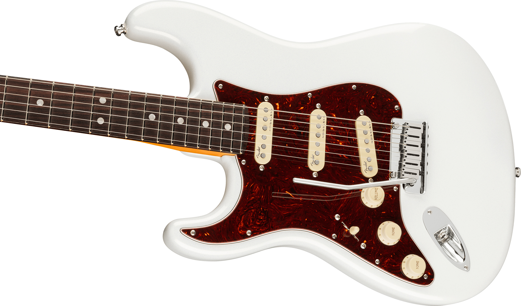 Fender Strat American Ultra Lh Gaucher Usa Rw +etui - Arctic Pearl - Linkshandige elektrische gitaar - Variation 2