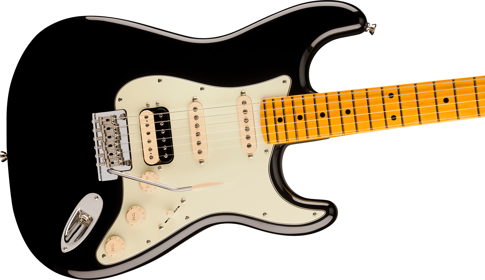 Fender Strat Hss American Pro. Usa Hss Trem Mn - Black - Elektrische gitaar in Strat vorm - Variation 2