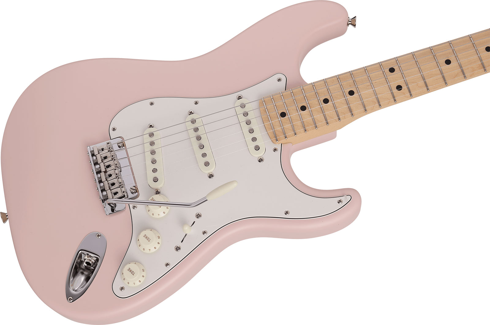 Fender Strat Junior Mij Jap 3s Trem Rw - Satin Shell Pink - Elektrische gitaar voor kinderen - Variation 2