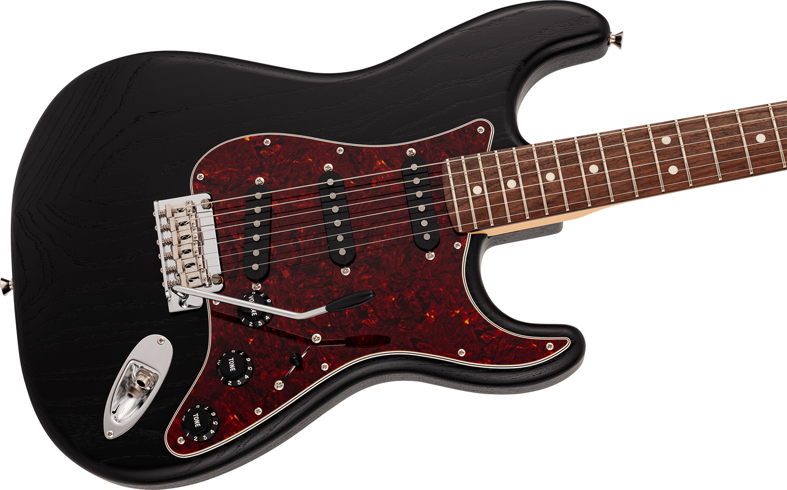 Fender Strat Raw Ash Mij Ltd Jap 3s Trem Rw - Black - Elektrische gitaar in Strat vorm - Variation 2