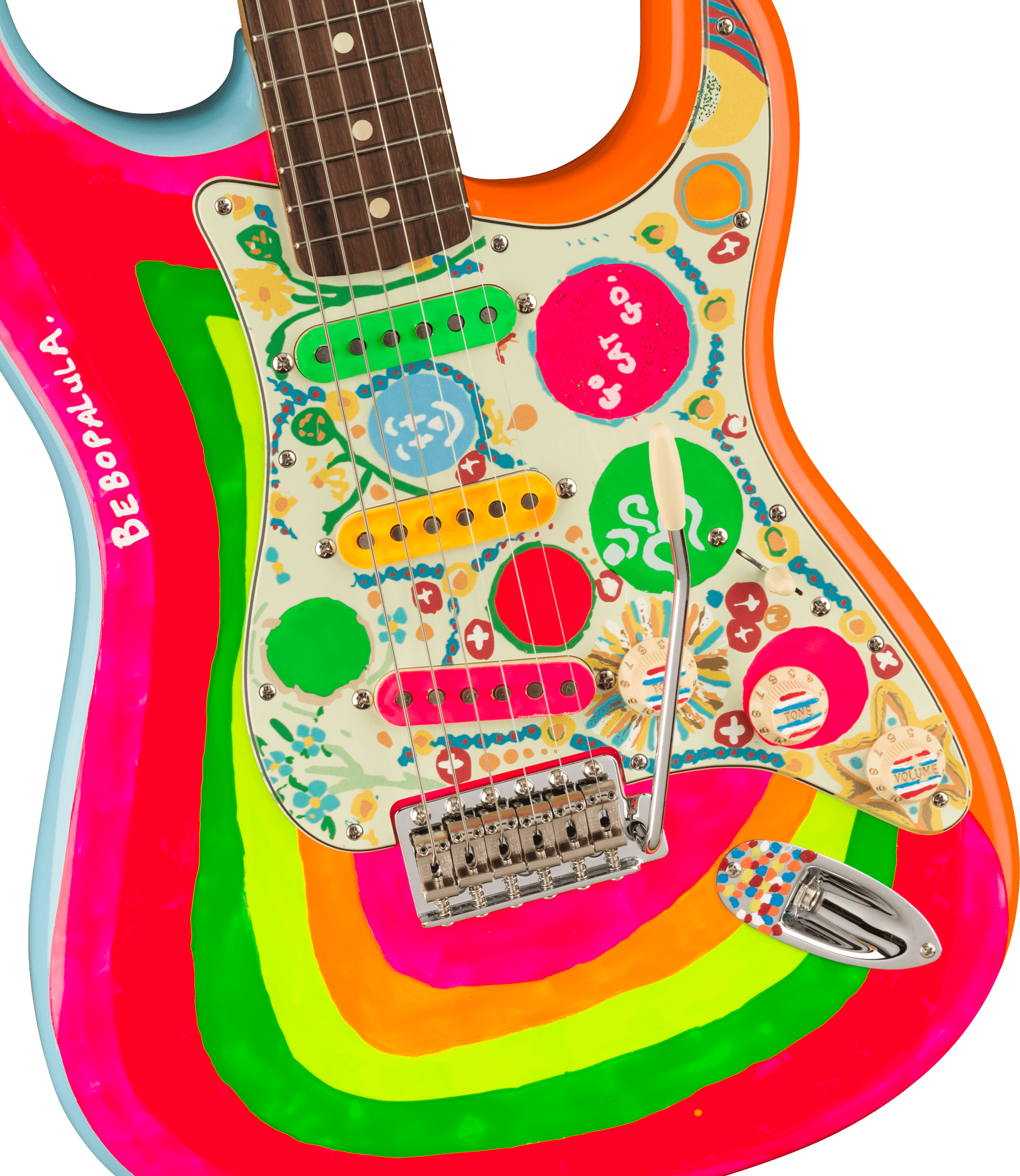 Fender Stratocaster Mex George Harrison Rocky Trem 3s Rw - Hand Painted Rocky Artwork Over Sonic Blue - Elektrische gitaar in Str-vorm - Variation 2