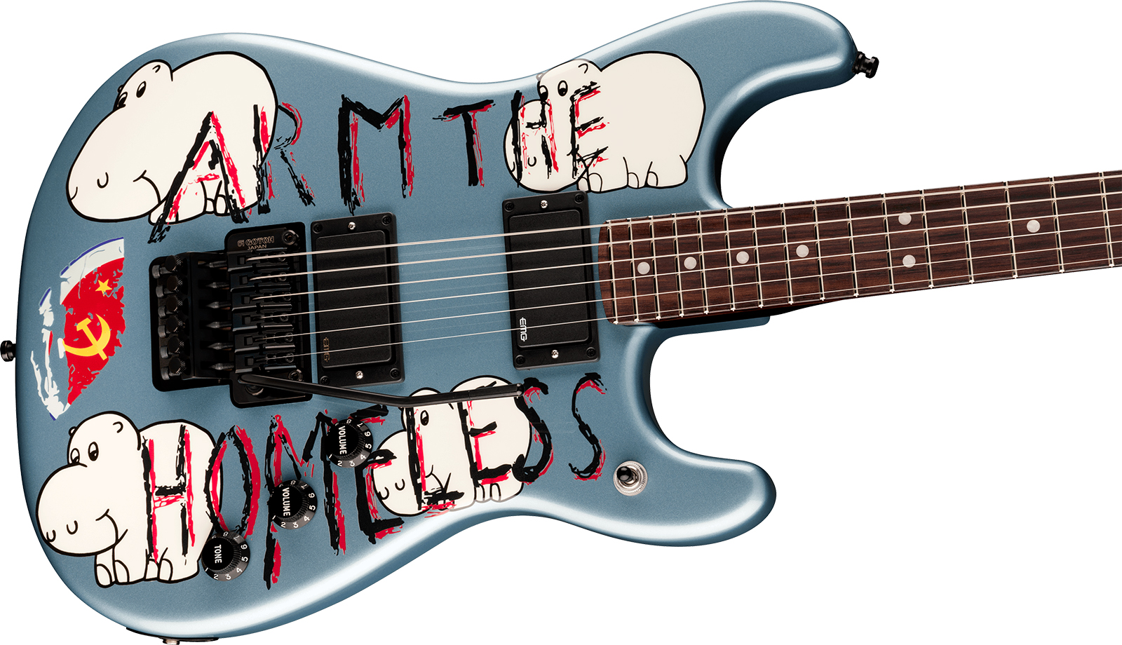 Fender Tom Morello Strat Arm The Homeless Signature 2h Emg Fr Rw - Blue Ice Metallic - Kenmerkende elektrische gitaar - Variation 2