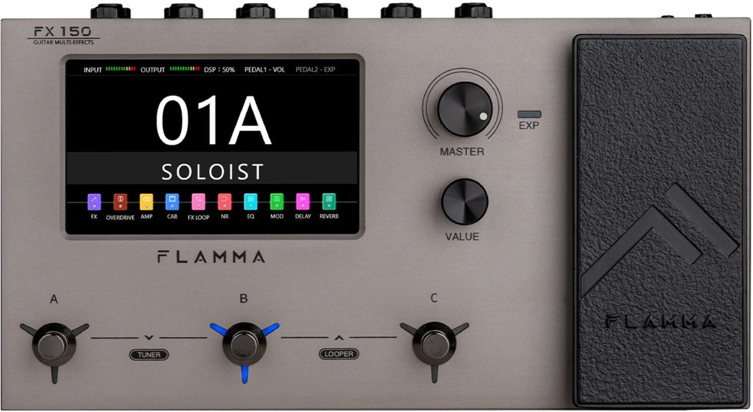 Flamma Fx150 Guitar Multi Effects Stardust Gray - Multieffecten Pedaal voor Electrische Gitaar - Main picture