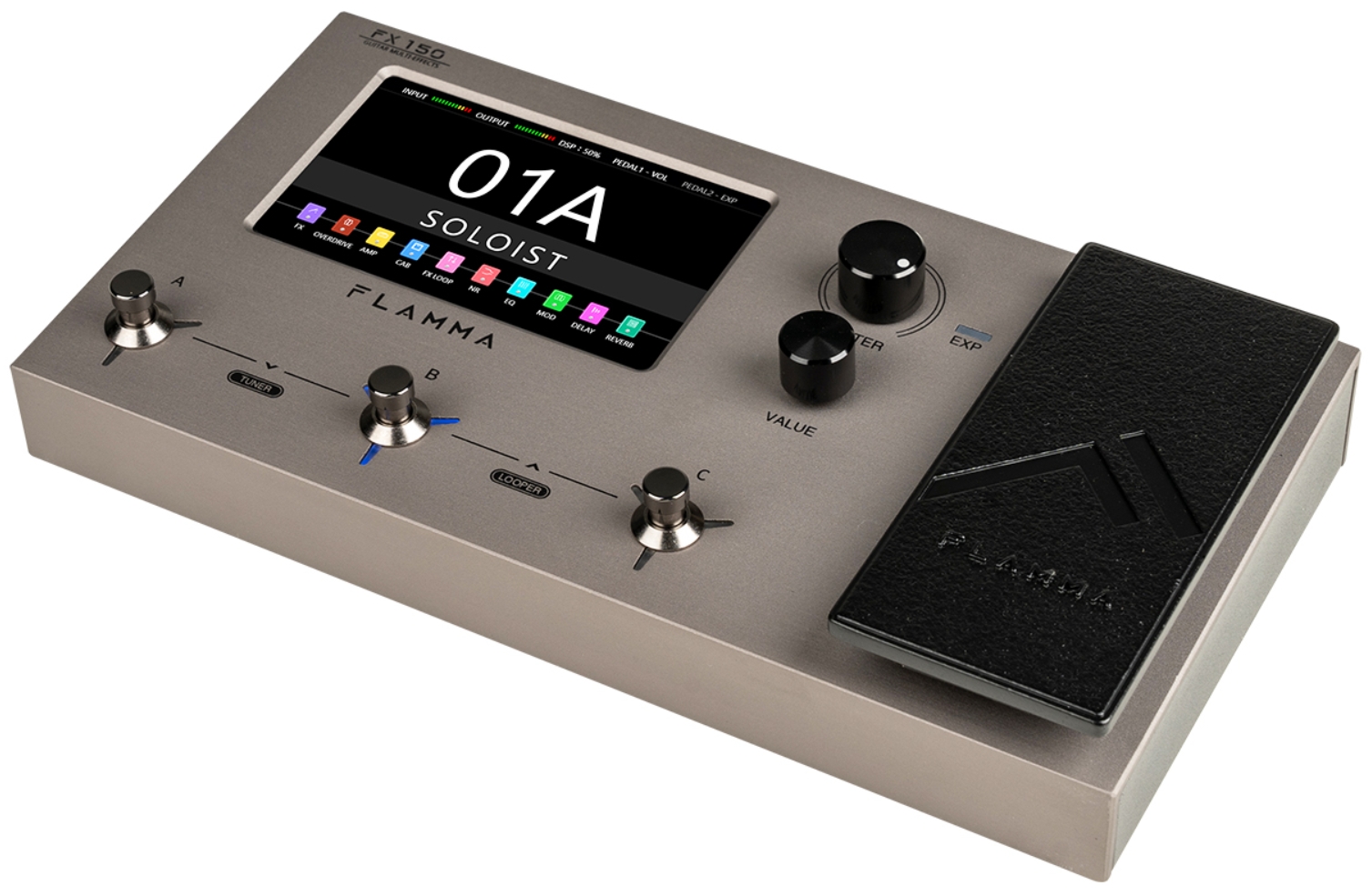 Flamma Fx150 Guitar Multi Effects Stardust Gray - Multieffecten Pedaal voor Electrische Gitaar - Variation 1