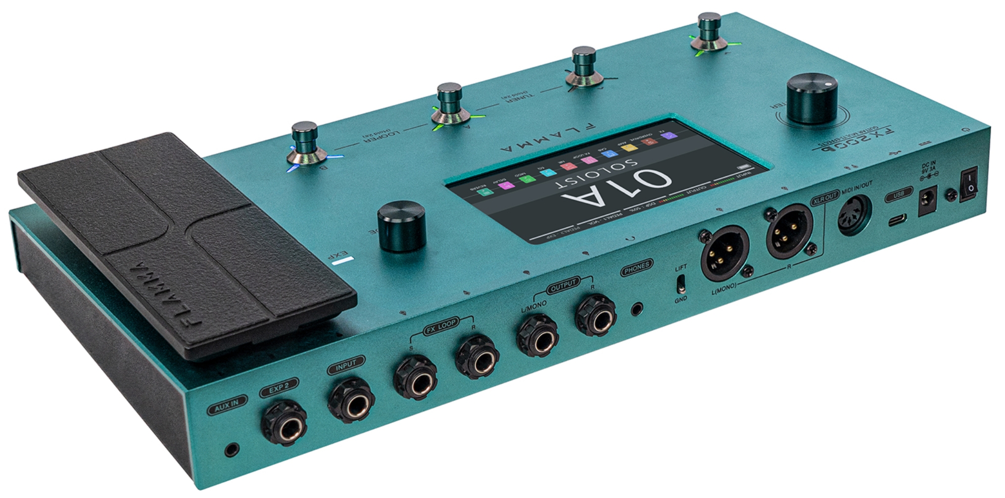 Flamma Fx200b (rechargeable Battery) Guitar Multi Effects Nebula Green - Multieffecten Pedaal voor Electrische Gitaar - Variation 1