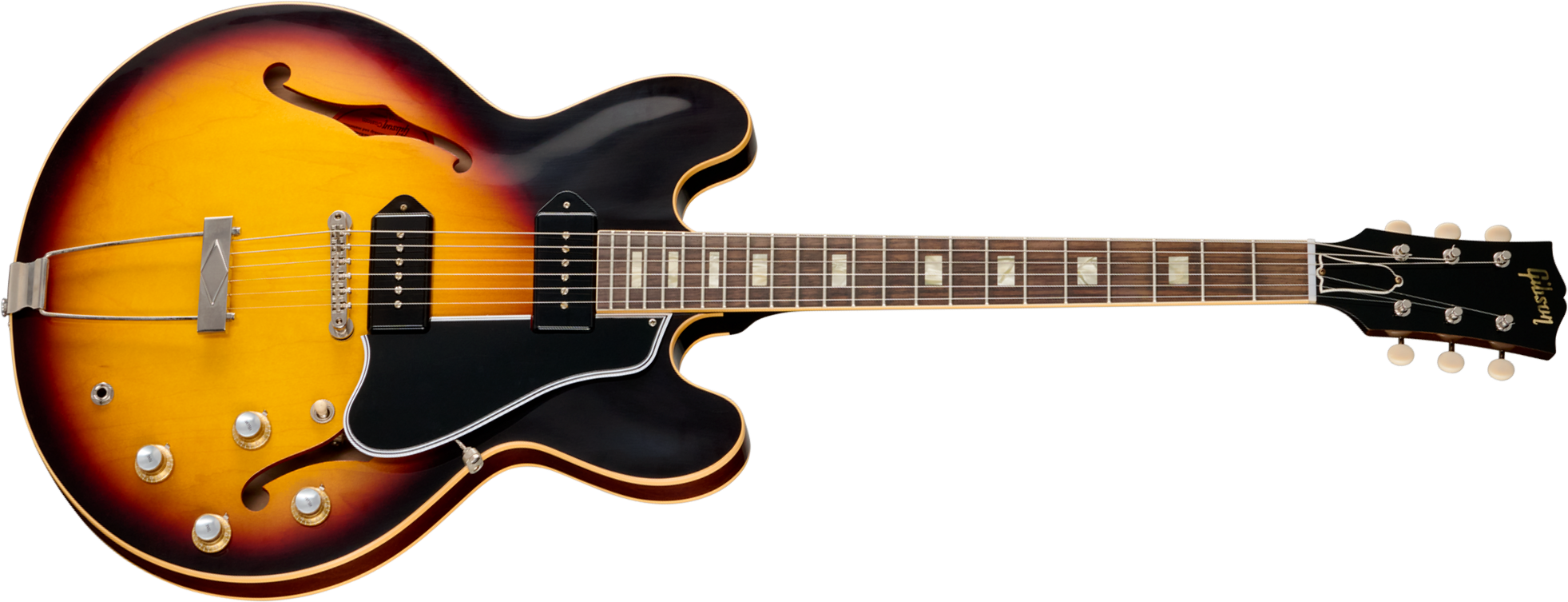 Gibson Custom Shop Es330 1962 Reissue Historic 2s P90 Ht Rw - Vintage Burst - Semi hollow elektriche gitaar - Main picture