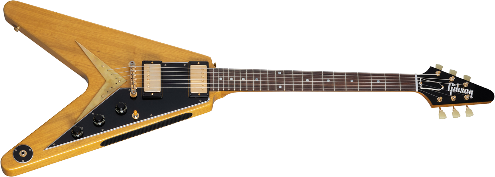 Gibson Custom Shop Flying V 1958 Korina Black Pickguard 2h Ht Rw - Vos Natural - Metalen elektrische gitaar - Main picture