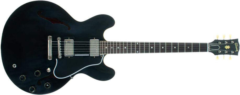 Gibson Custom Shop Historic Es-335 1959 Reissue 2h Ht Rw - Vos Ebony - Semi hollow elektriche gitaar - Main picture