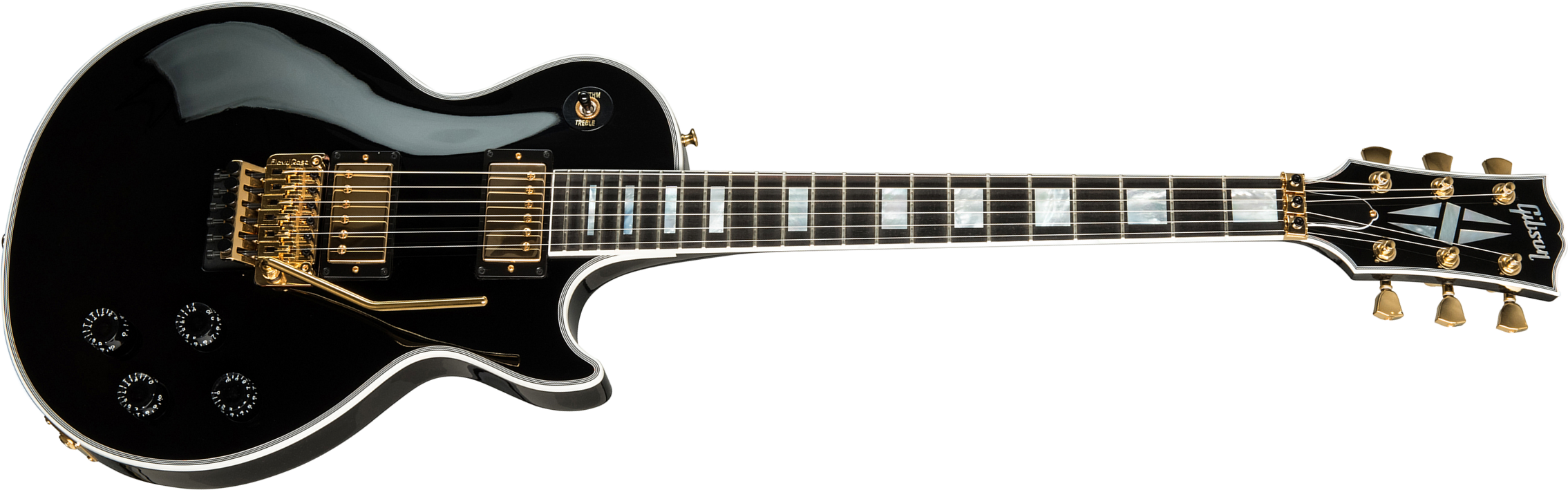 Gibson Custom Shop Les Paul Axcess Custom Floyd Rose 2019 2h Fr Eb - Gloss Ebony - Enkel gesneden elektrische gitaar - Main picture