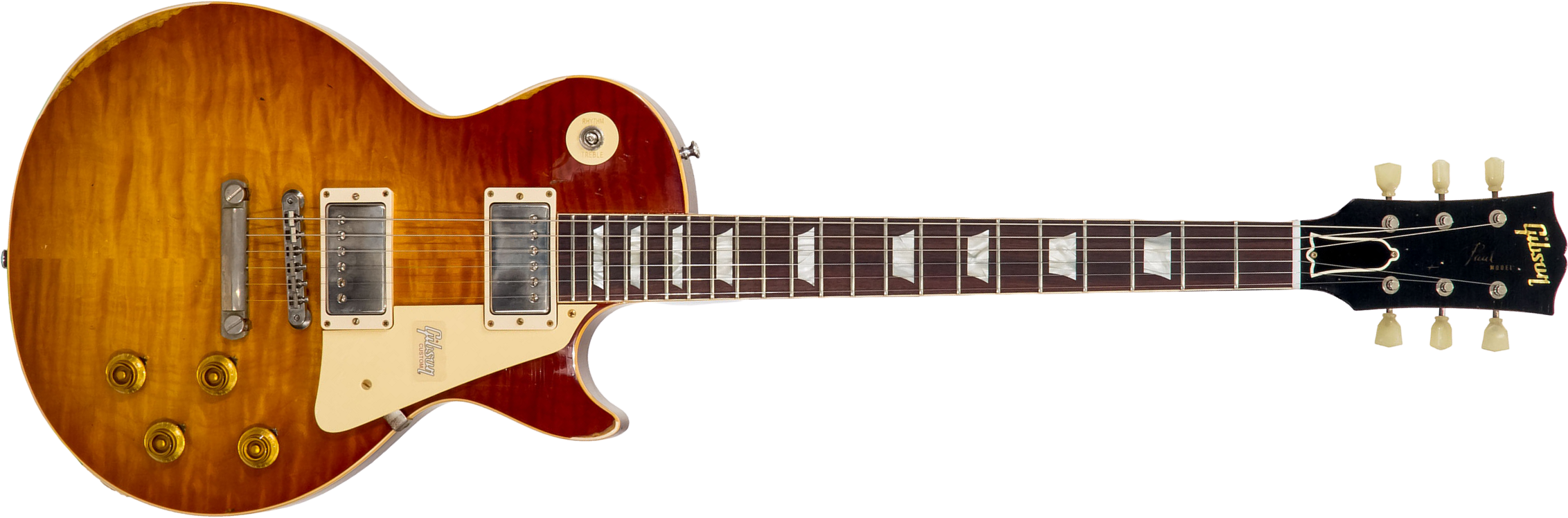 Gibson Custom Shop M2m Les Paul Standard 1959 2h Ht Rw #983303 - Ultra Aged New Orange Sunset Fade - Enkel gesneden elektrische gitaar - Main picture