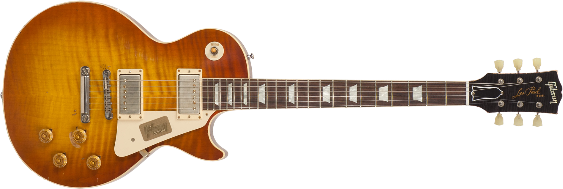 Gibson Custom Shop M2m Les Paul Standard 1959 2h Ht Rw #r961618 - Aged Sunrise Teaburst - Enkel gesneden elektrische gitaar - Main picture