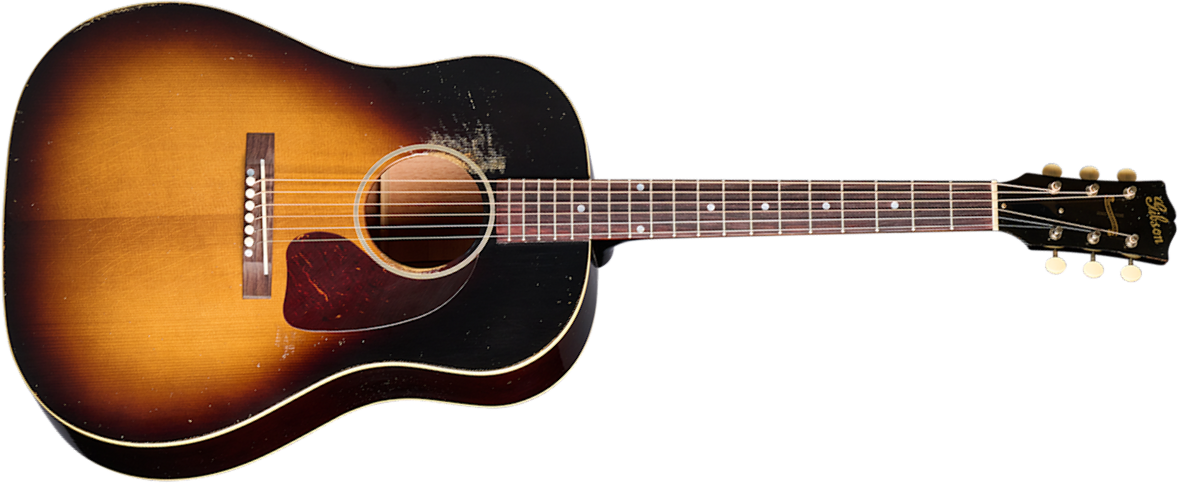 Gibson Custom Shop Murphy Lab J45 1942 Banner Dreadnought Shsc Epicea Acajou Rw - Heavy Aged Vintage Sunburst - Folk gitaar - Main picture
