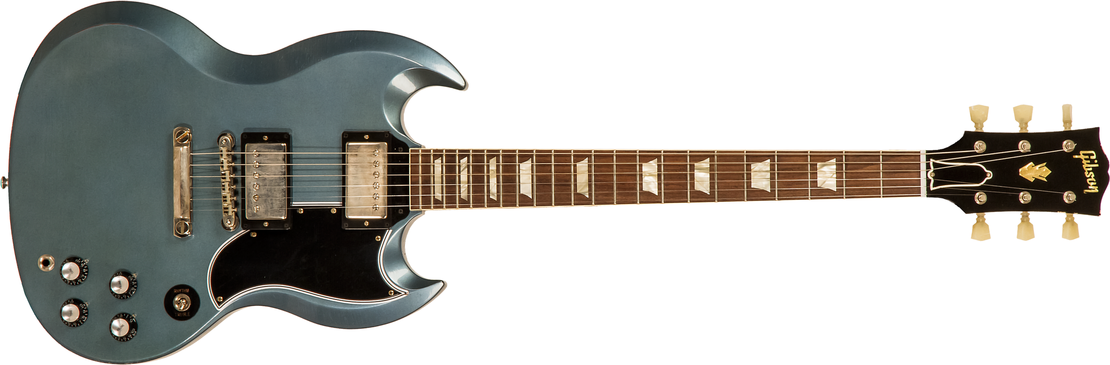 Gibson Custom Shop Murphy Lab Sg Standard 1964 Reissue 2h Ht Rw #009262 - Light Aged Pelham Blue - Guitarra eléctrica de doble corte. - Main picture