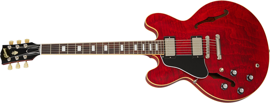 Gibson Es-335 Figured Lh Original Gaucher 2h Ht Rw - Sixties Cherry - Linkshandige elektrische gitaar - Main picture
