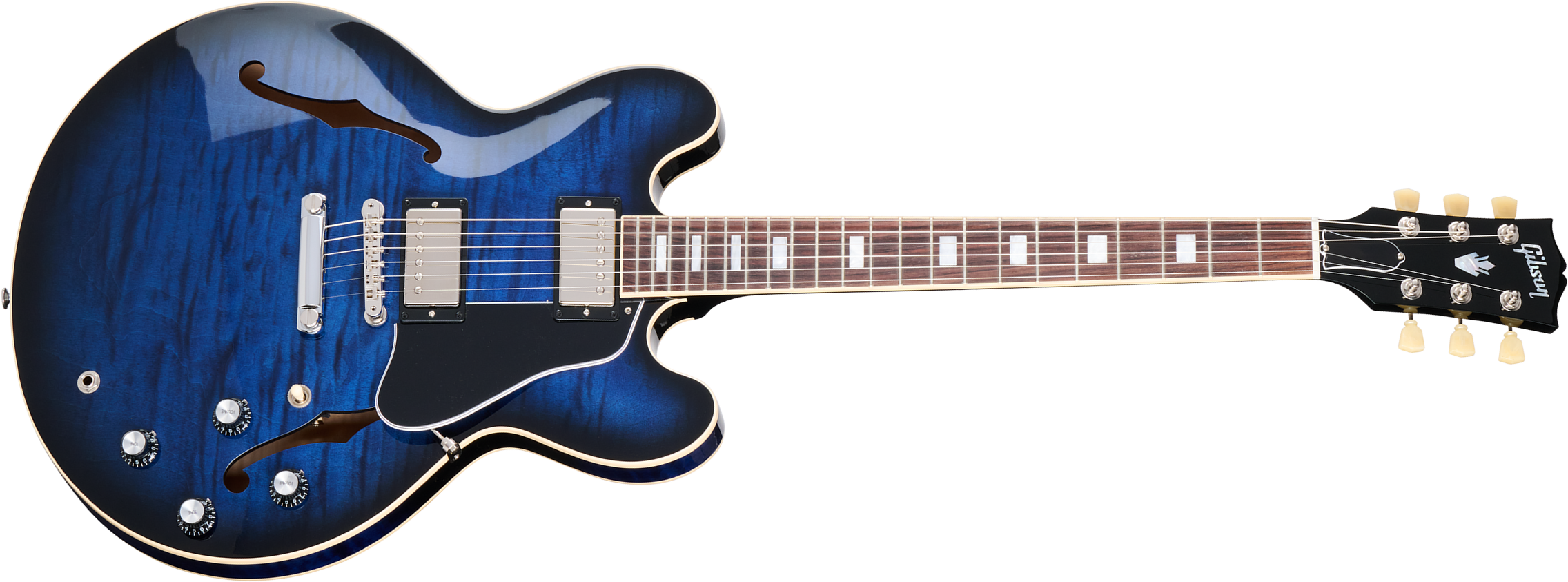 Gibson Es-335 Figured Original Custom Color 2h Ht Rw - Deep Ocean Burst - Semi hollow elektriche gitaar - Main picture