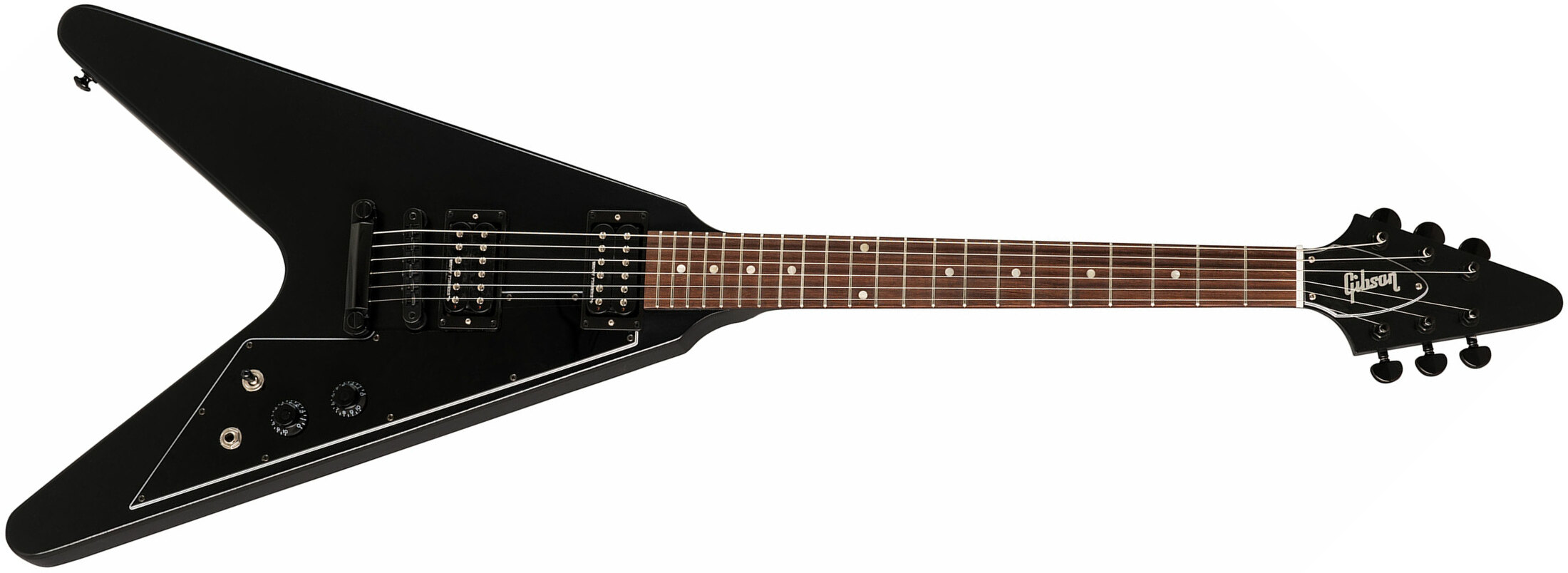 Gibson Flying V Tribute 2019 Hh Ht Rw - Satin Ebony - Metalen elektrische gitaar - Main picture
