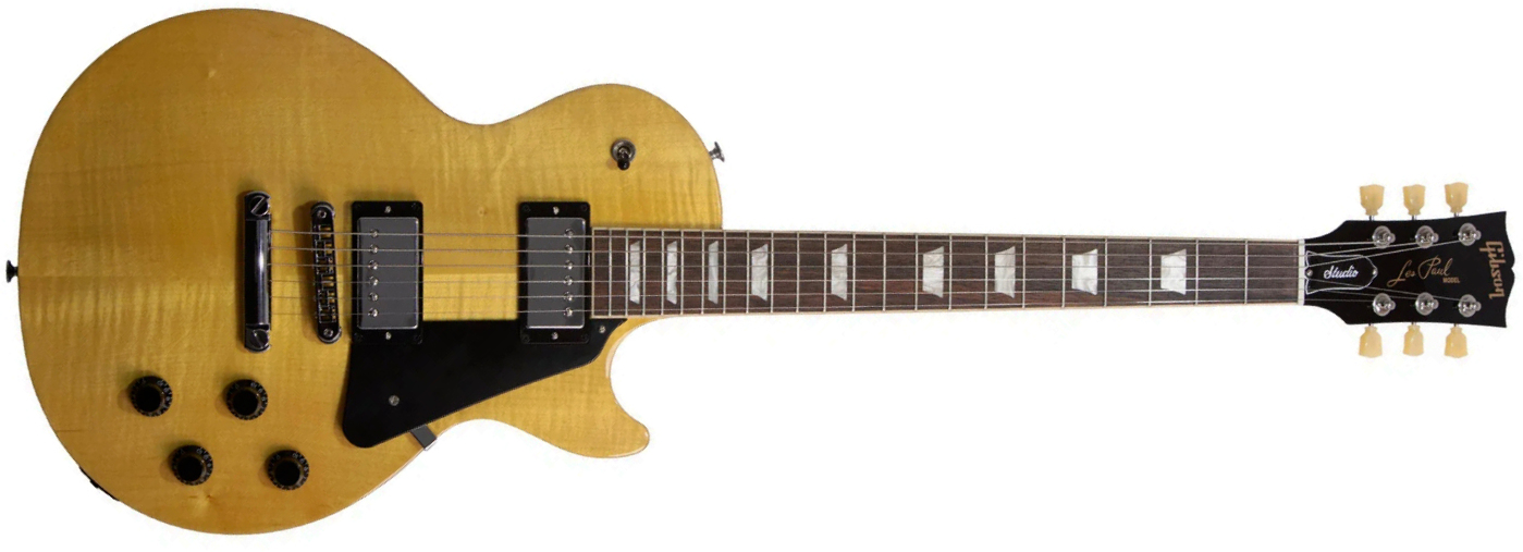 Gibson Les Paul Studio Figured 2h Burstbucker Pro Ht Rw - Antique Natural - Single cut gitaar - Main picture